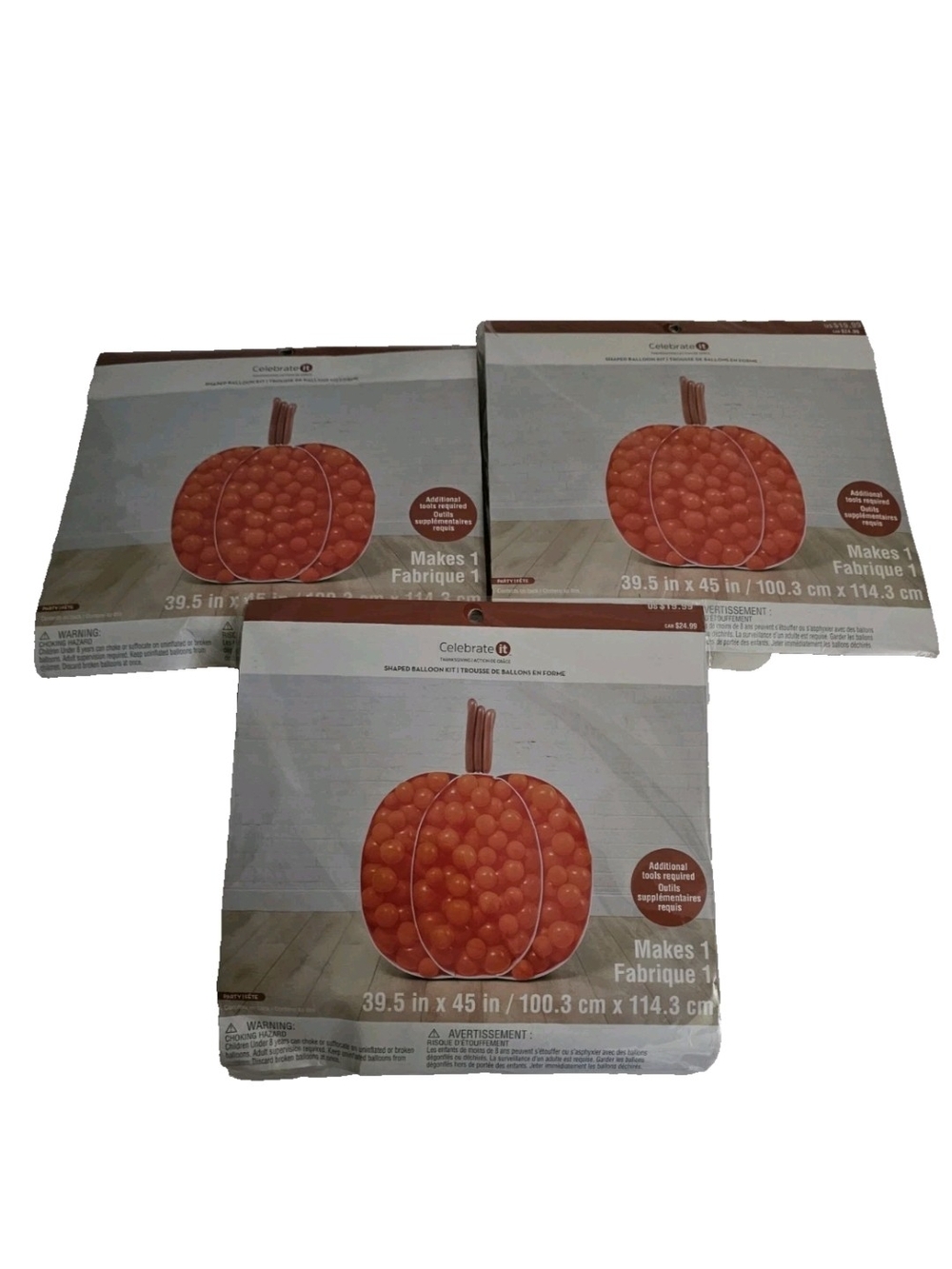 Celebrate It Orange Pumpkin Shaped Balloon Kit Lot Of 3